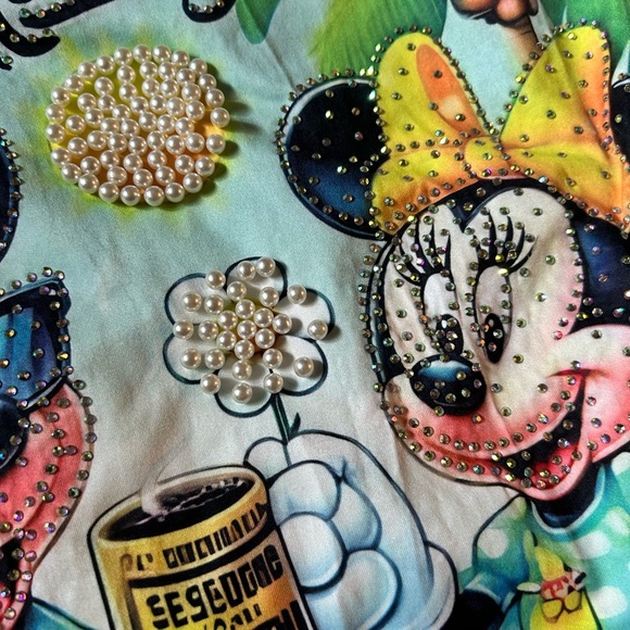 Mickey and Minnie Tropical Short Sleeve Tee - White and Green - Picture 7 of 14